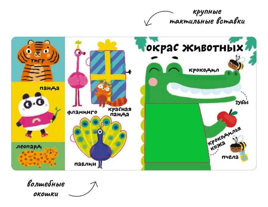 Мои первые 100 слов с окошками. Такие разные животные